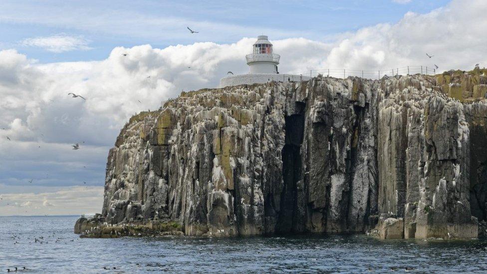 View of the Farne Islands from sea