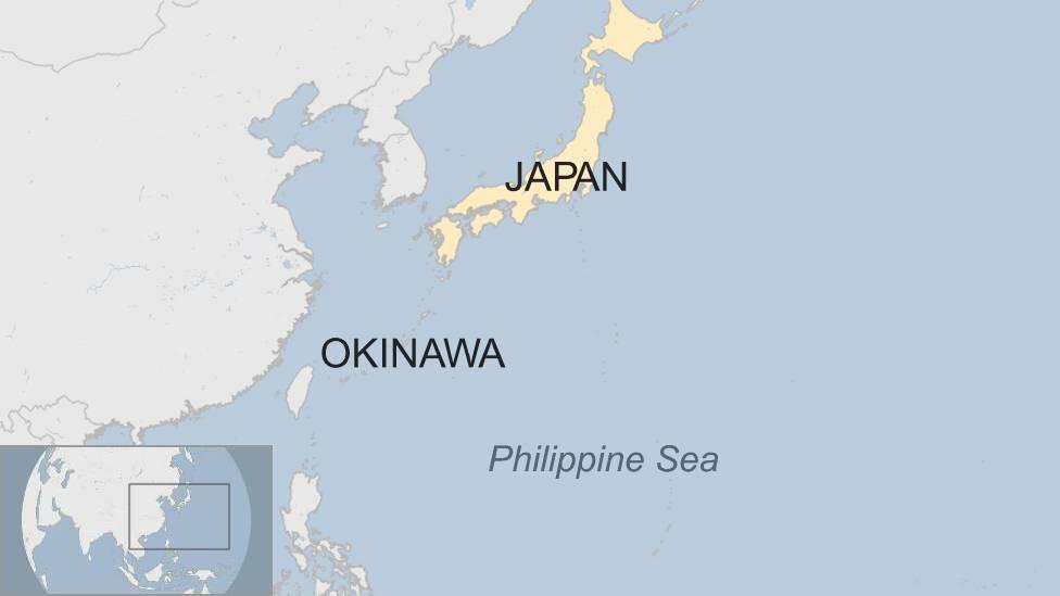 Map showing Japan, Okinawa and the Phillipine Sea