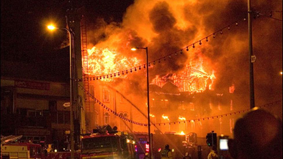 Burning building