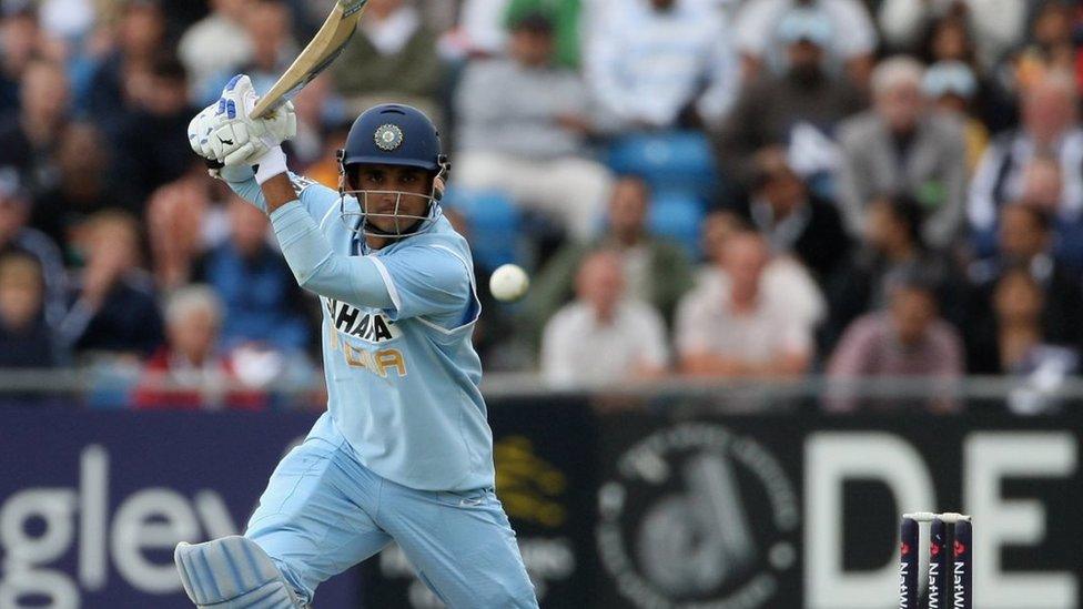 Ganguly playing a shot in an ODI match