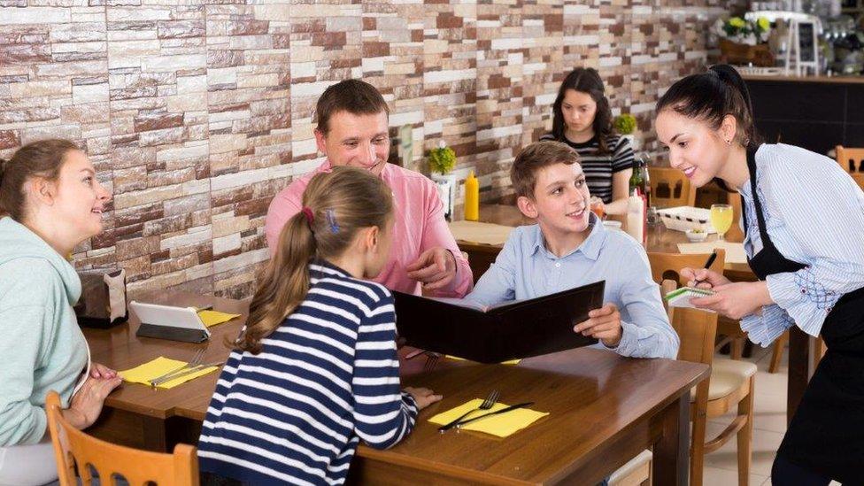 Family in restaurant