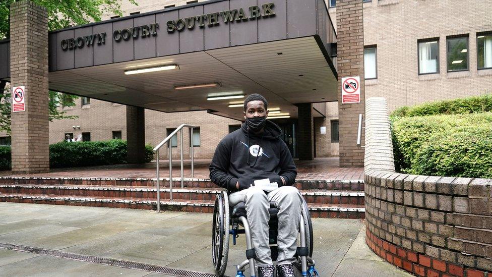 Mr Walker-Brown outside Southwark Crown Court after the jury found PC Mahmood not guilty