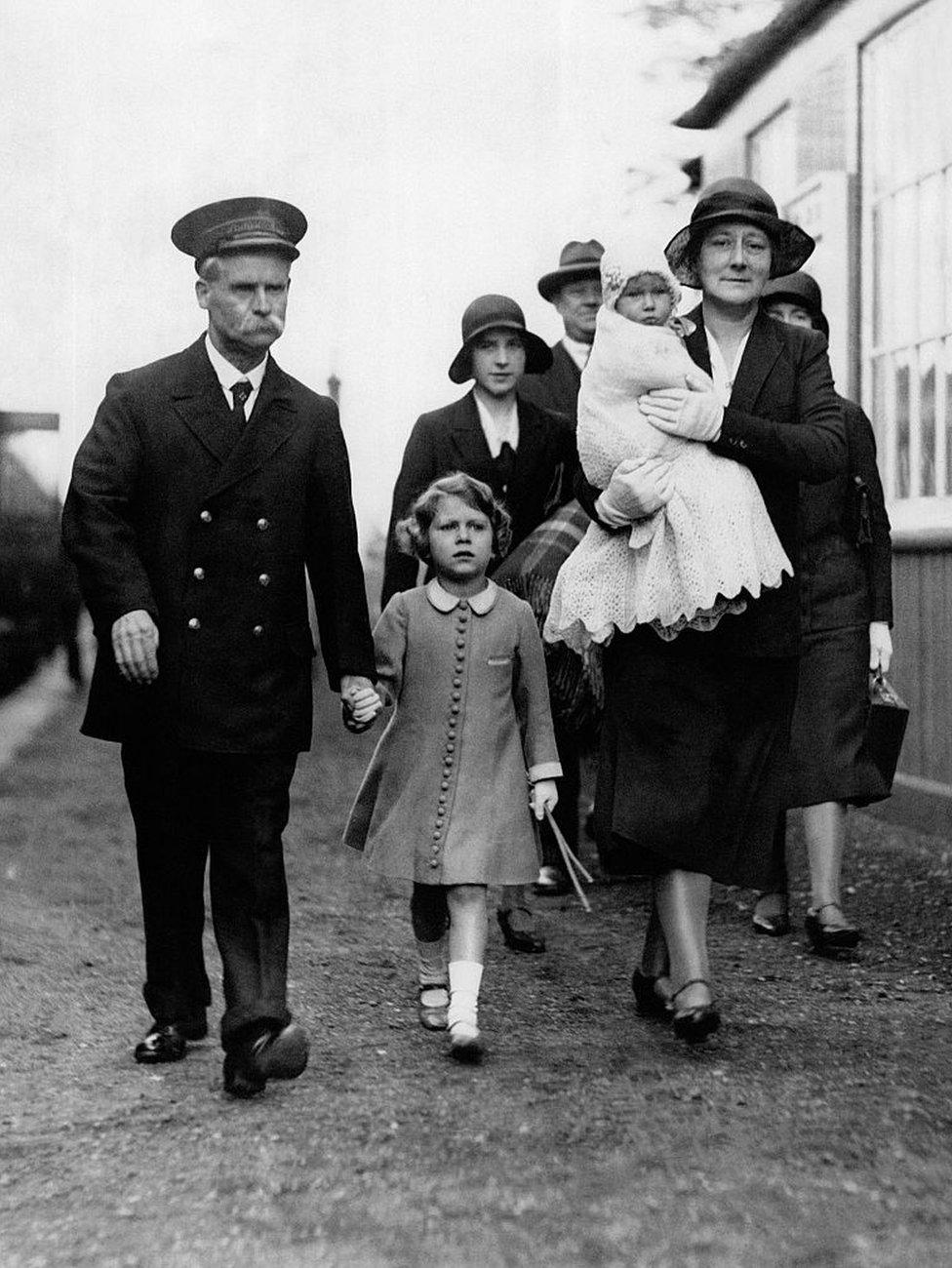 Princess Elizabeth arrives in Scotland for a holiday in 1930