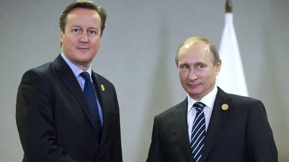 David Cameron and Vladimir Putin