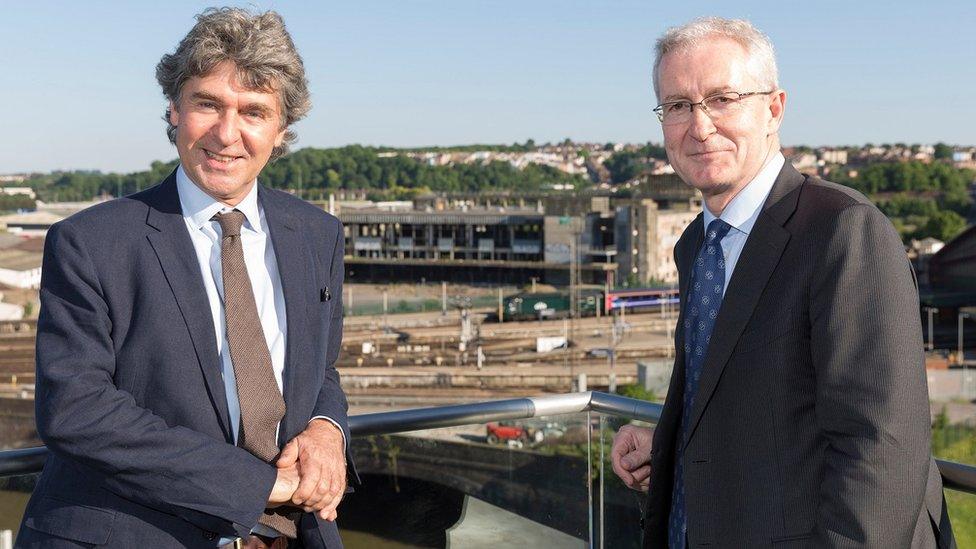 Hugh Sloane, left, has put 'trust and faith' in vision of vice chancellor Professor Hugh Brady