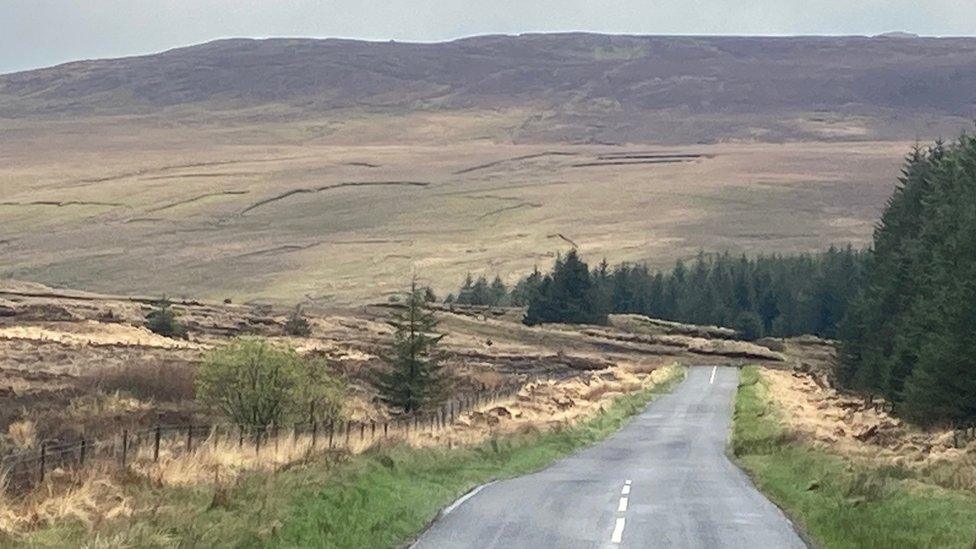 Hills with marks of peat digging