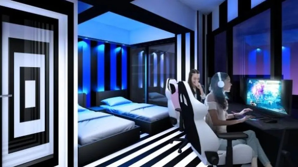 An artists impression of a gaming hotel 