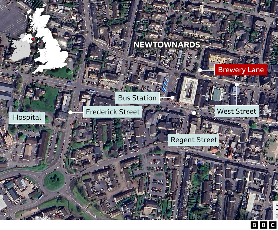 An aerial view of an area in Newtownards