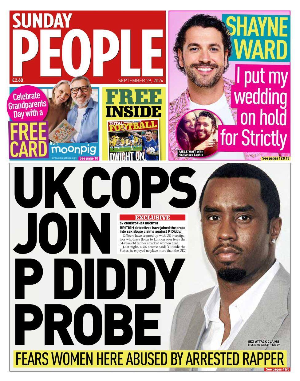 Sunday People front page for 29 September