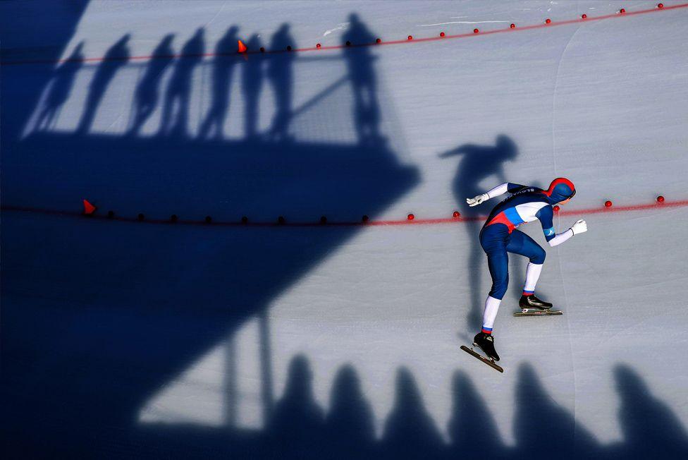 Adrian Vajansky of Slovakia competes in the 1500m men's juniors race on day two of the ISU Junior World Cup Speed Skating in Bolzano, Italy