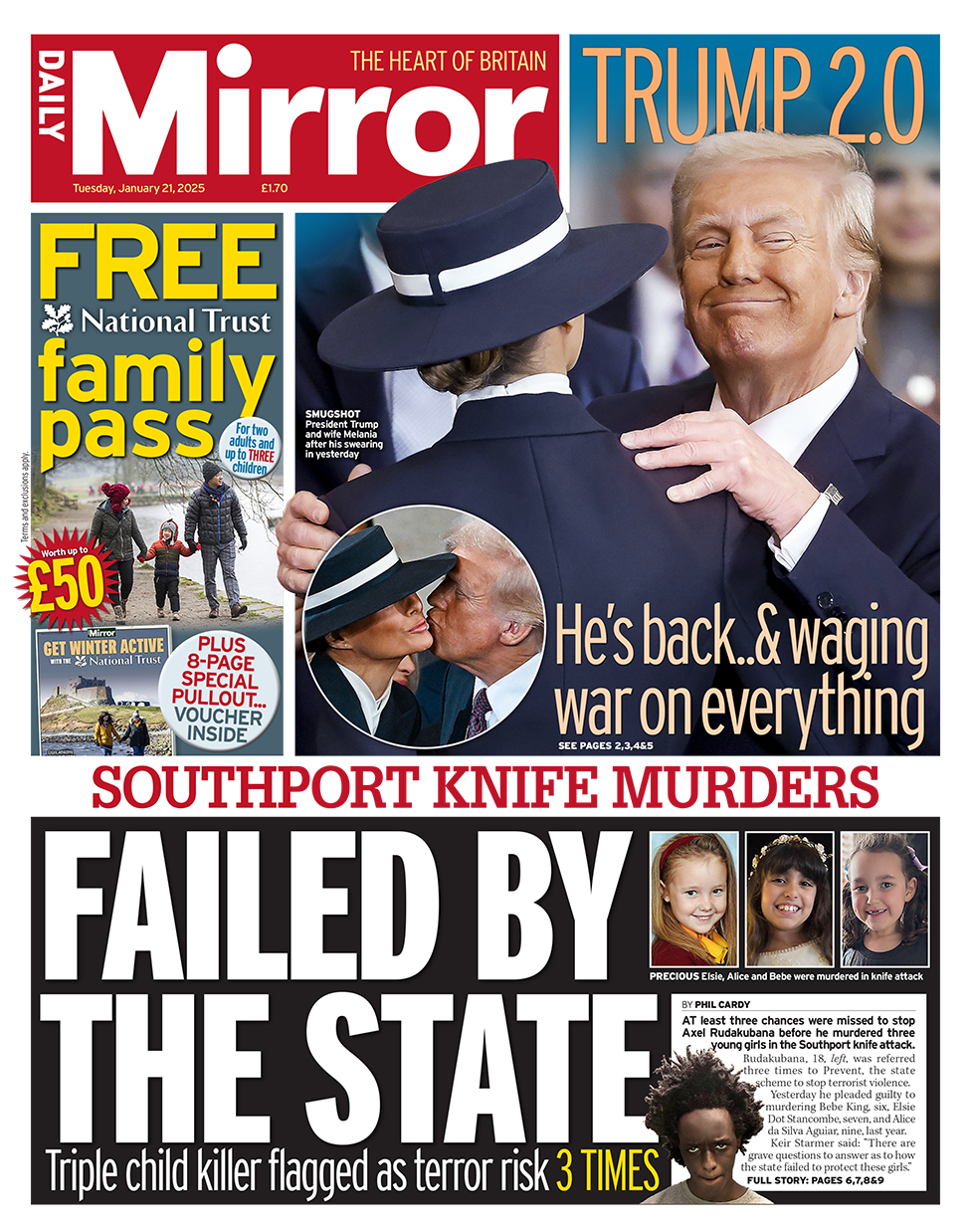 The headline in the Mirror reads: "Failed by the state". 