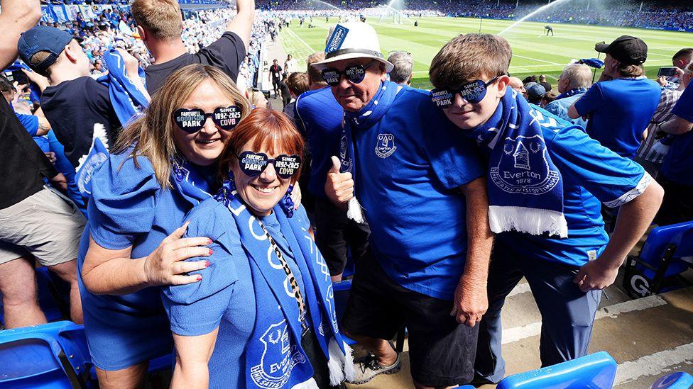 Everton fans during the Premier League match at Goodison Park