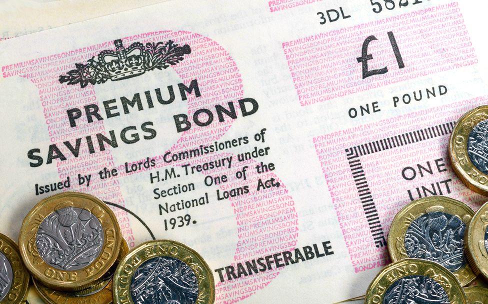A Premium Bond certificate - the paper shows it was one unit bought for £1, with a pink watermark and the text shows it was issued by "the Lords Commissioners of H.M. Treasury under Section Twelve of the National Loans Act, 1939.