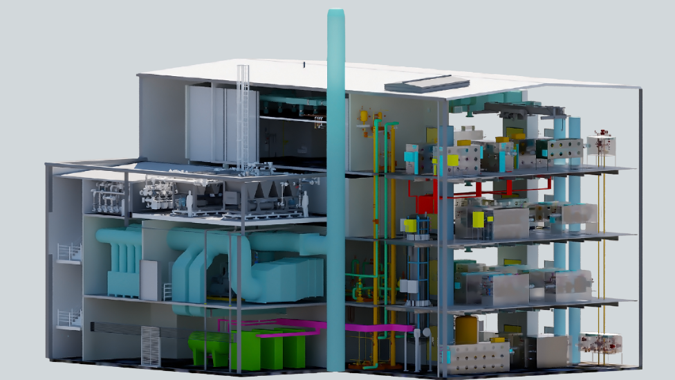 A computer graphic of the new tritium fuel facility.