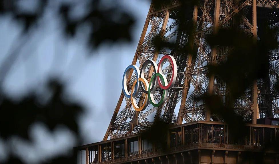 Eiffel Tower with Olympic rings