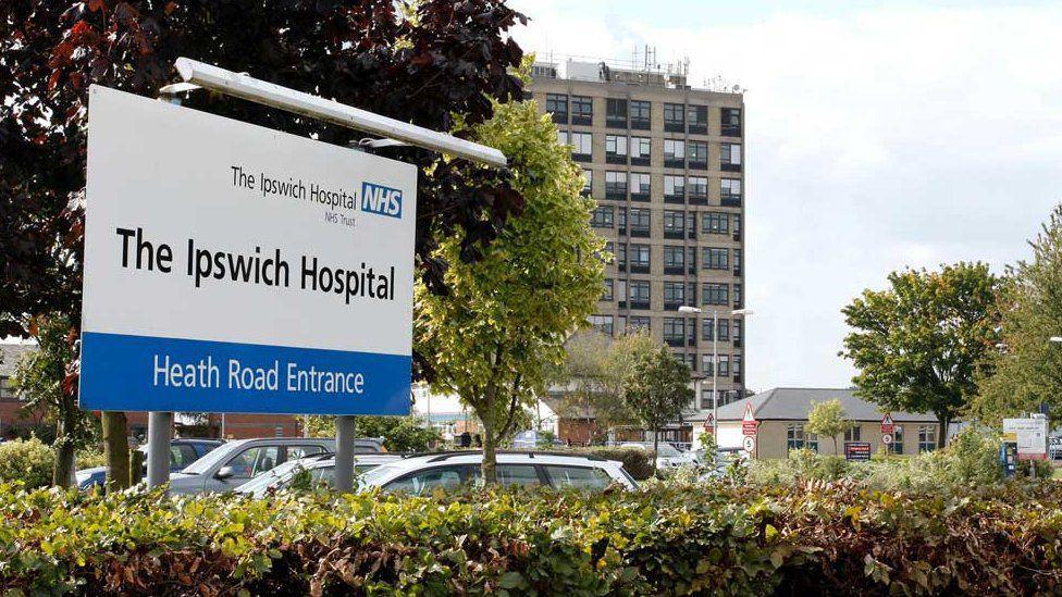 Ipswich Hospital's Heath Road entrance sign