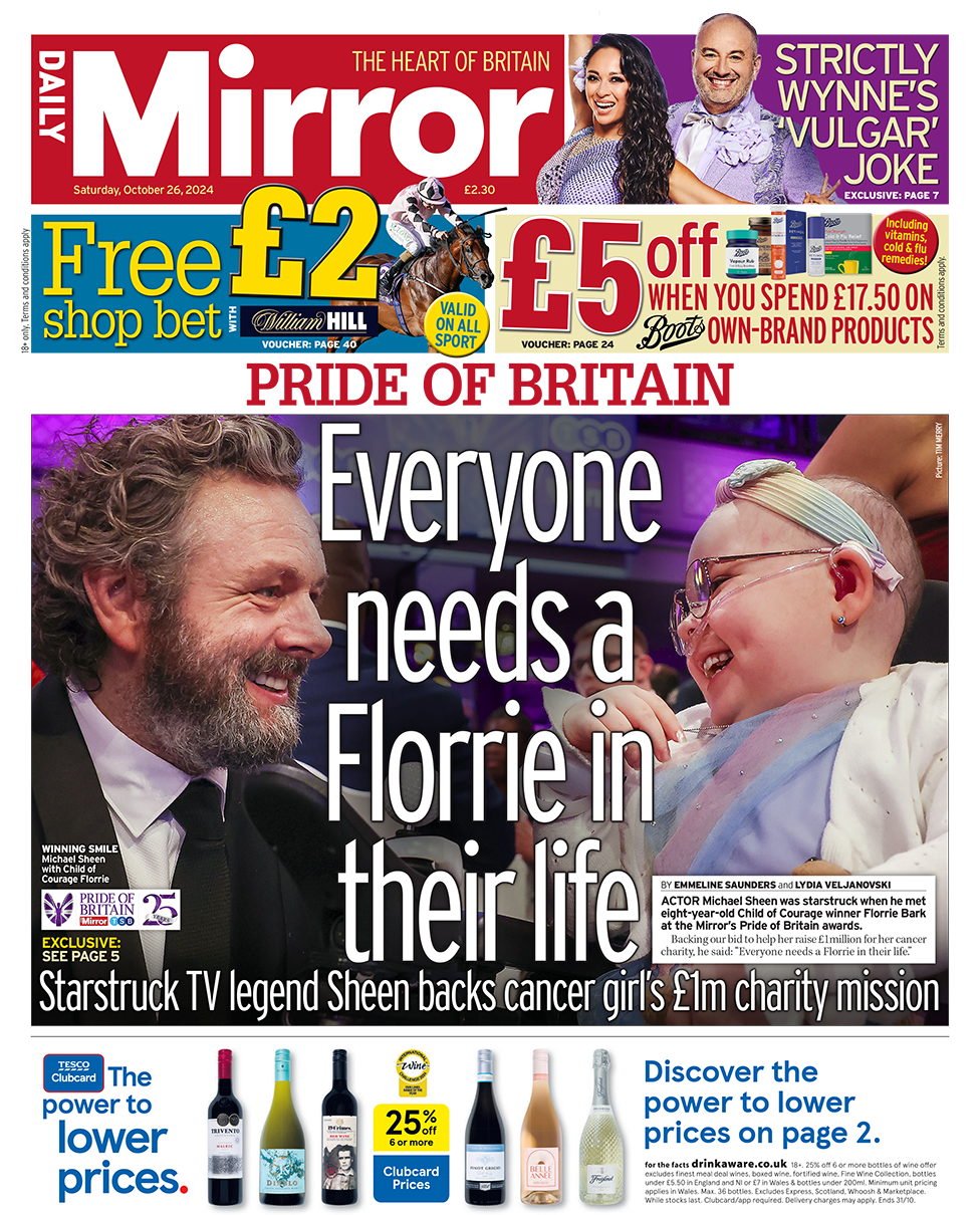 The headline on the front page of the Daily Mirror reads: “Everyone needs a Florrie in their life”