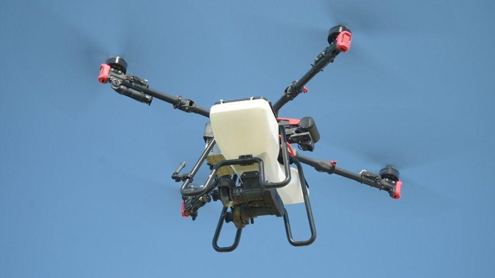 Underneath of a flying drone