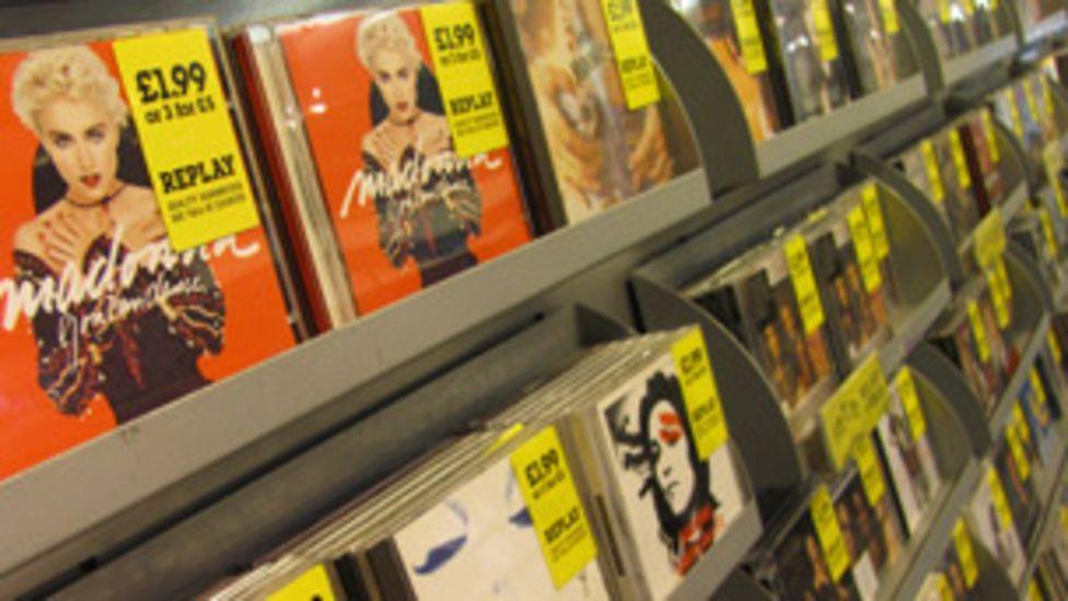 CDs on shelves