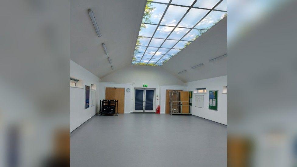 The inside of the new Scout and Guide centre with an electronic ceiling feature