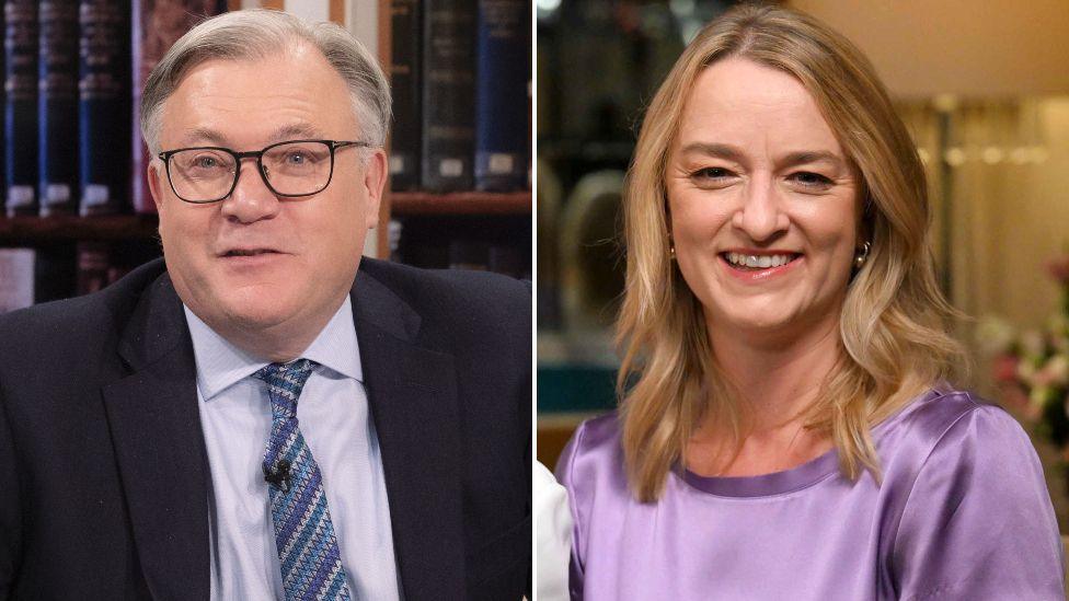 Ed Balls and Laura Kuenssberg seen in a composite image