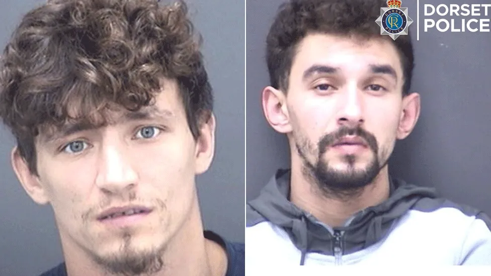 Mugshots of Todd Cooper - who has a wispy goatee beard and long curly hair on the top of his head and short hair around the side of his head - and Kristen Cooper, who has dark, short hair and a dark goatee beard 