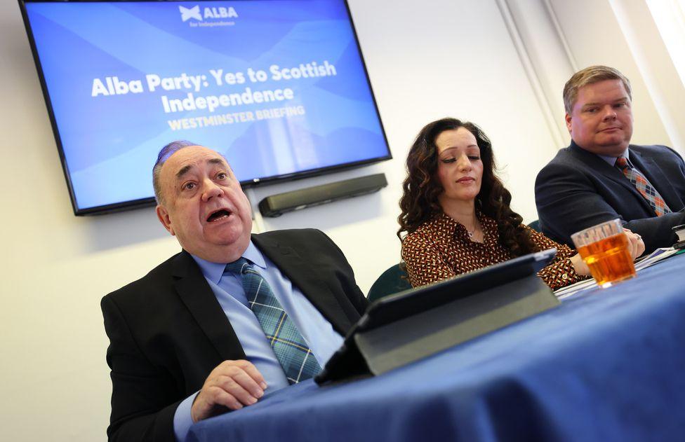 Alex Salmond, Tasmina Ahmed-Sheikh and Chris McEleny