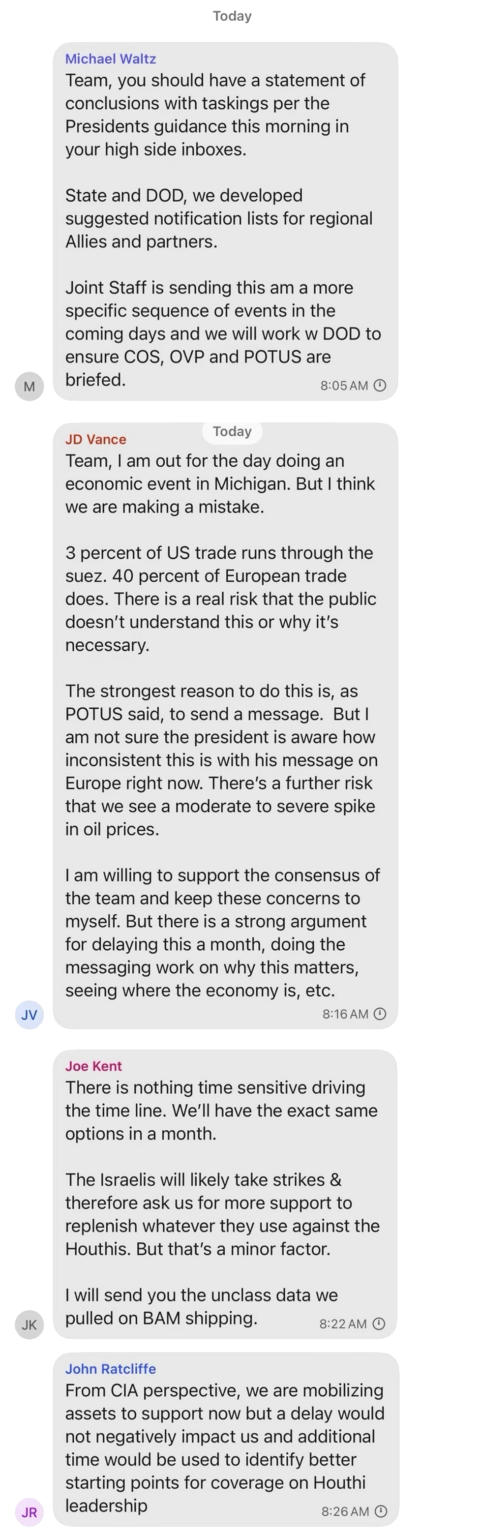 Read messages Trump officials exchanged on leaked Signal thread - BBC News