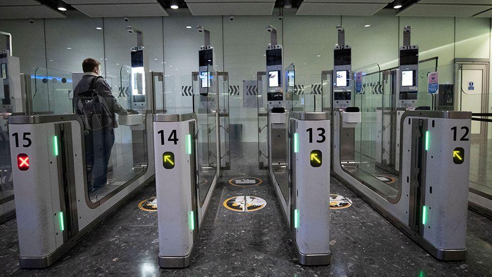 e-gates at an airport