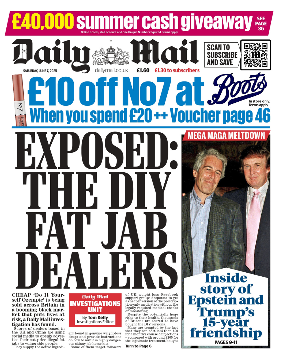 The front page of the Daily Mail reads Exposed: The DIY Fat Jab Dealers