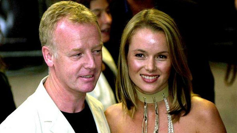 Les Dennis and Amanda Holden at a film premiere together in 2000