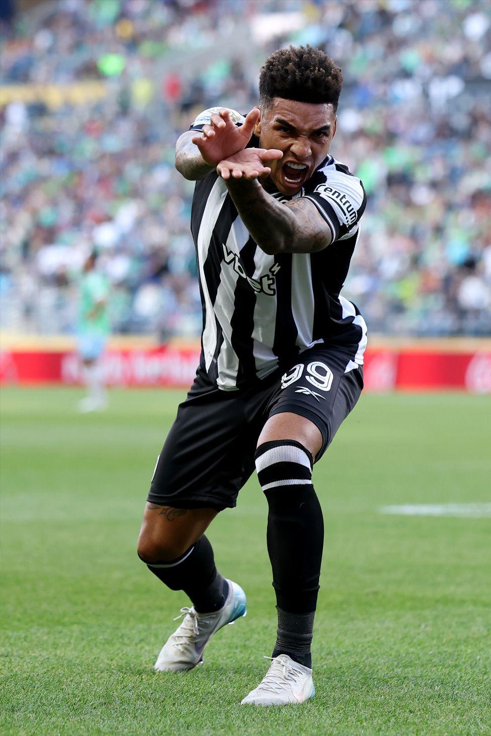 Igor Jesus of Botafogo celebrates scoring his team's second goal during the FIFA Club World Cup group B match against the Seattle Sounders in Seattle, Washington. Photo by Justin Setterfield