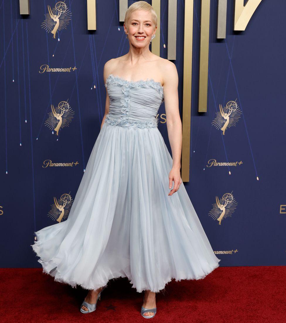 Carrie Coon attends the 77th Primetime Emmy Awards at Peacock Theater on September 14, 2025 in Los Angeles, California.