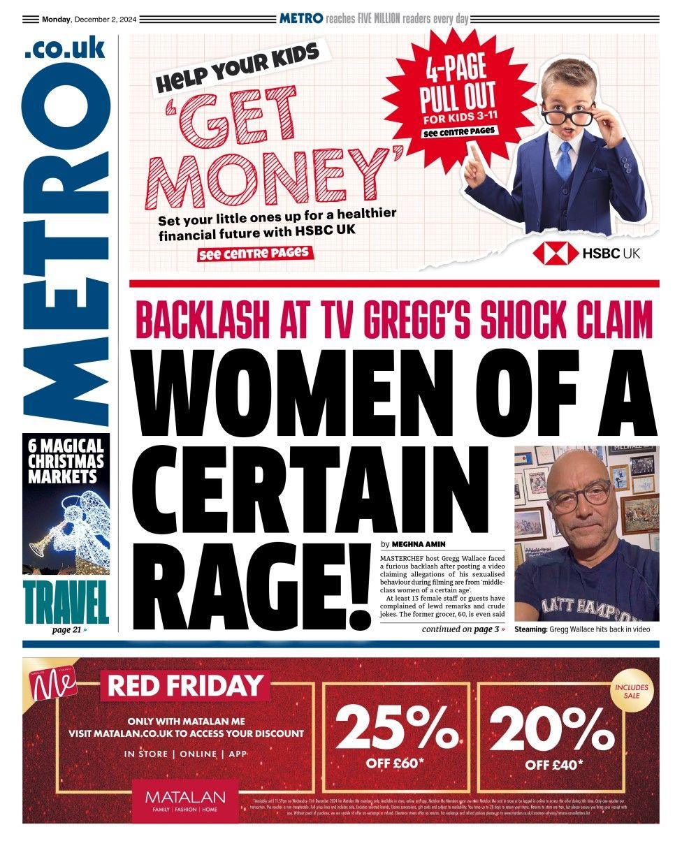 The headline in the Metro reads: Women of a certain rage