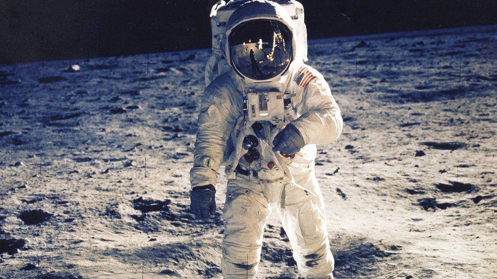 Buzz Aldrin on the moon.