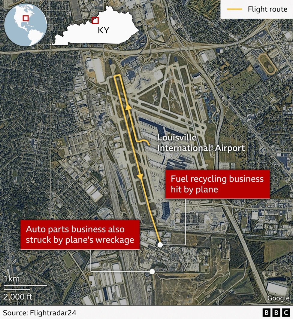 A BBC Graphic showing the route followed by the plane as it taxied along the runway.