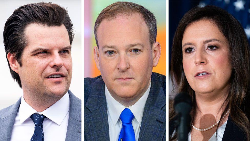 Image shows Matt Gaetz, Lee Zeldin and Elise Stefanik