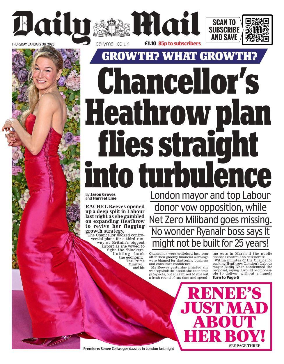 Daily Mail front page 30 January