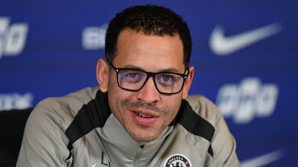 Liam Rosenior during a Chelsea news conference