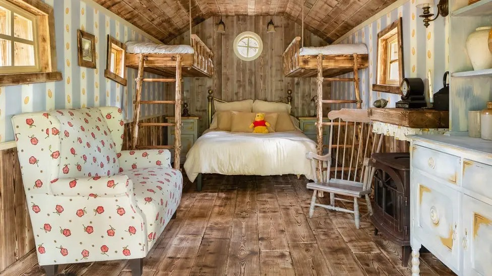 The interior of a B&B built to look like Winnie the Pooh's house. 