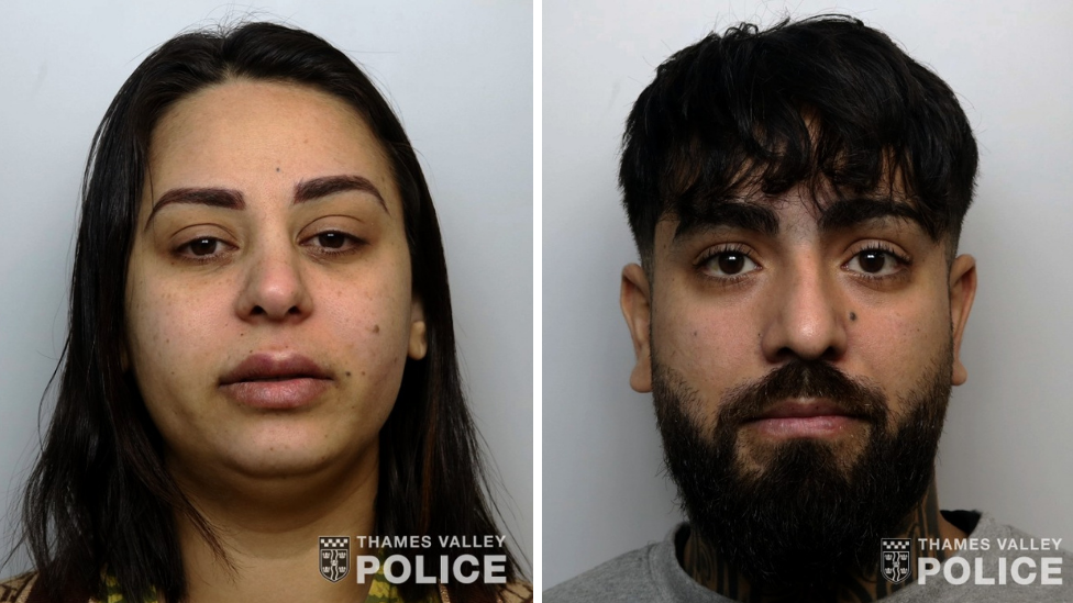 Two mugshots - a man and a woman - issued by Thames Valley Police
