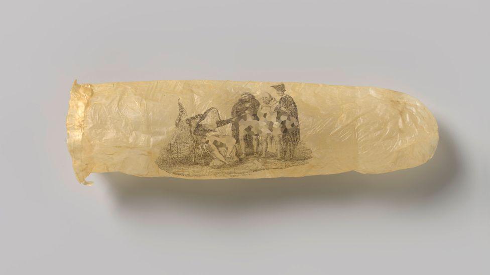 Anonymous, Condom with print, c. 1830. Acquired through the F.G. Waller Fonds and as displayed at the Rijksmuseum