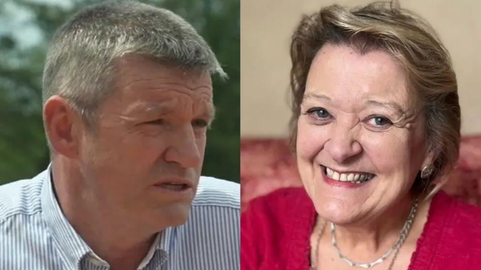 Llun cyfansawdd o Bryan Davies, arweinydd Cyngor Ceredigion, a Dr Marlene Davies, arbenigwr ar lywodraeth leol