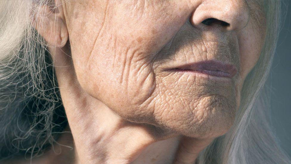 Close of elderly woman's face