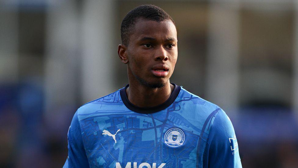 Bradley Ihionvien of Peterborough United during the Sky Bet League One match between Peterborough United FC and Shrewsbury Town FC at Weston Homes Stadium on March 1, 2025 in Peterborough.