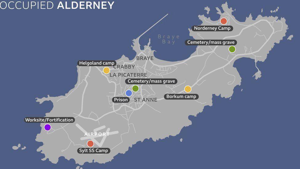 Map of Alderney during the occupation