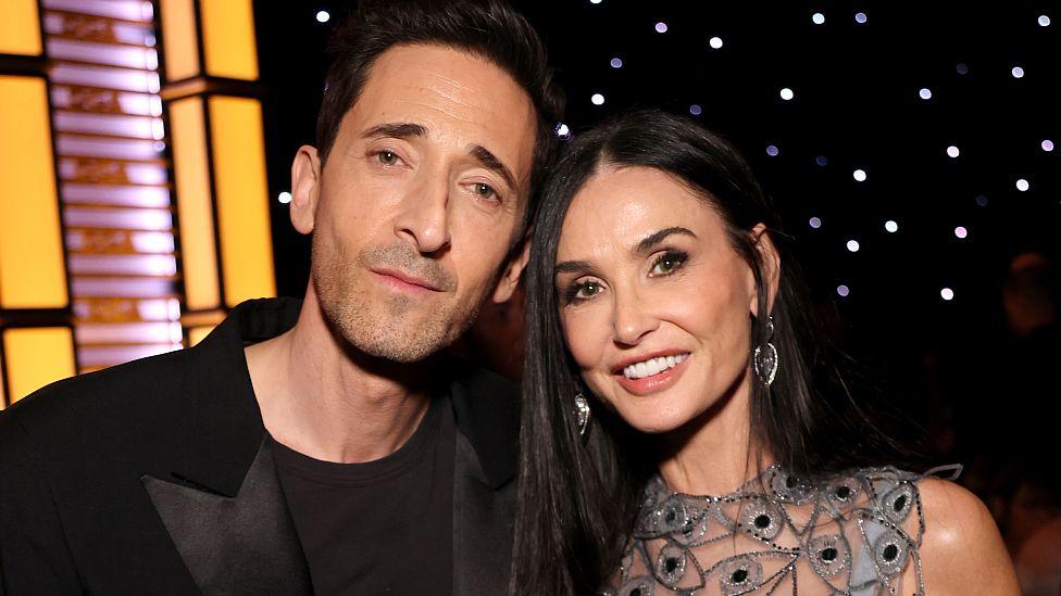 Adrien Brody and Demi Moore attend the 77th Annual Directors Guild of America Awards at The Beverly Hilton on February 08, 2025 in Beverly Hills, California.