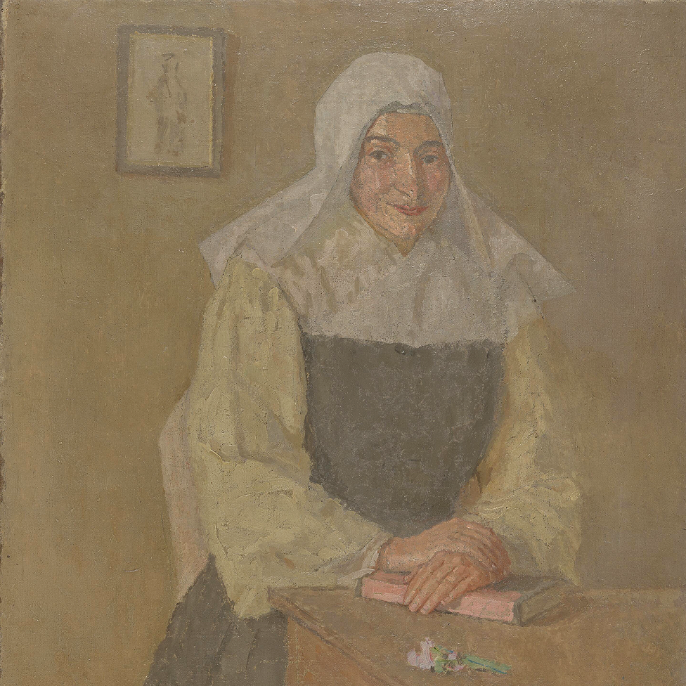 Mere Poussepin Seated at a Table, gan Gwen John