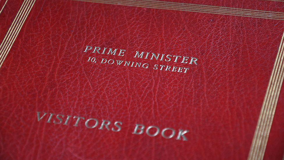 Cover of one volume of the 10 Downing Street visitors' book