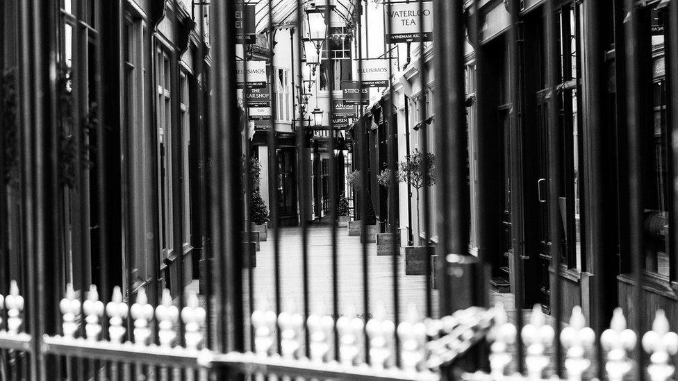 Closed shopping arcade